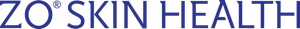 A blue and white logo for zo skin health