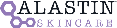 The logo for qalastin skincare is purple and black