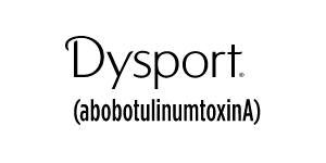 A black and white logo for dysport , a botulinum toxin.