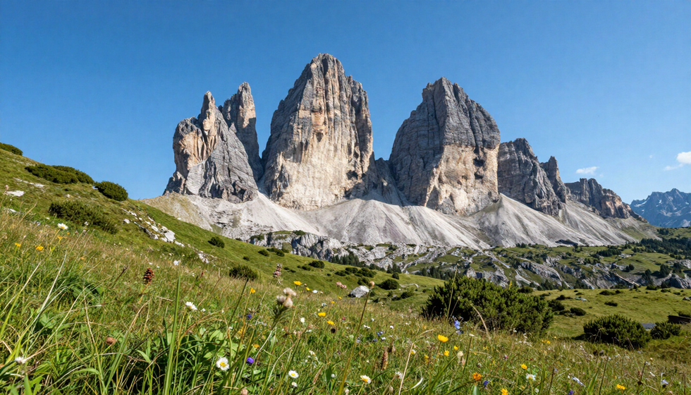 Panorama delle Tre Cime di Lavaredo nelle Dolomiti