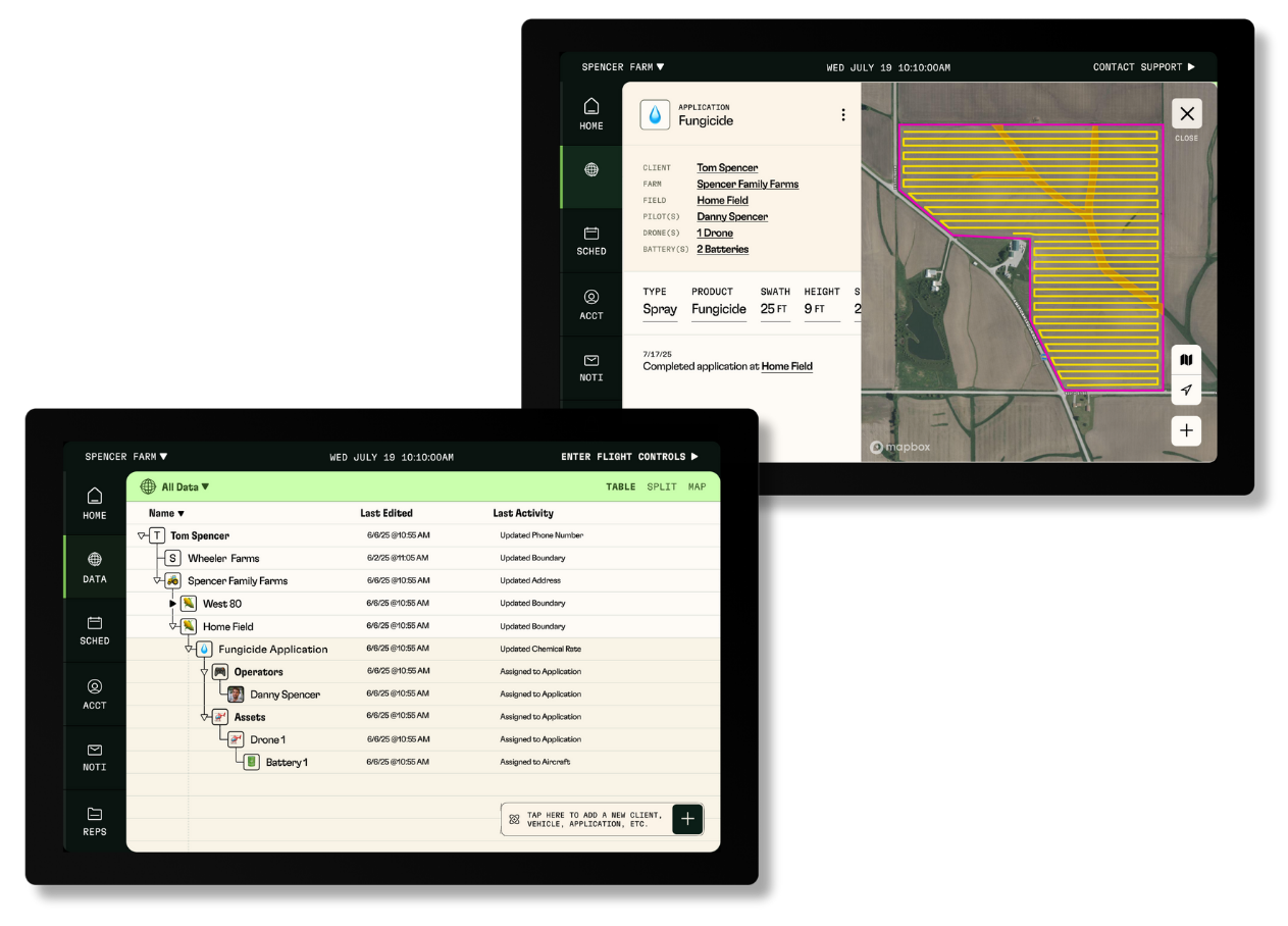 American Autonomy drone data manager on tablet screens
