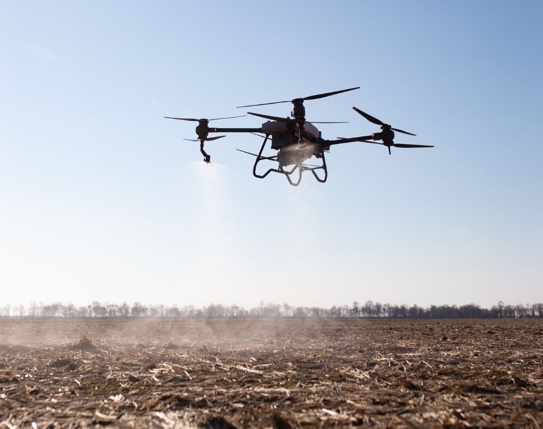 Agricultural spray drone using U.S.-built drone software platform for precision spraying