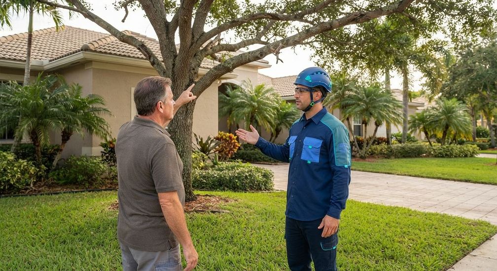 Homeowner requesting a tree service consultation in Wellington Florida