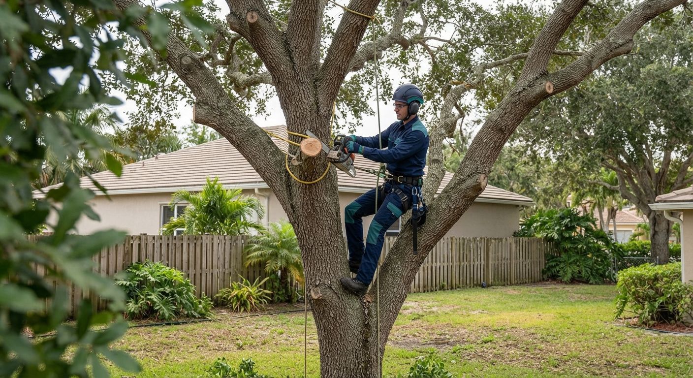 Professional sectional tree removal at a Wellington Florida property