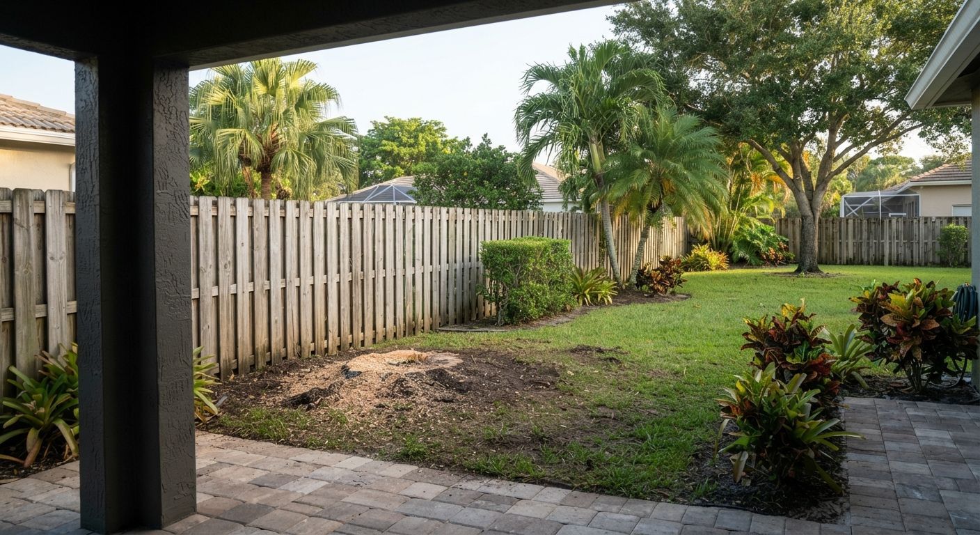 Finished backyard tree removal and cleanup in Wellington Florida