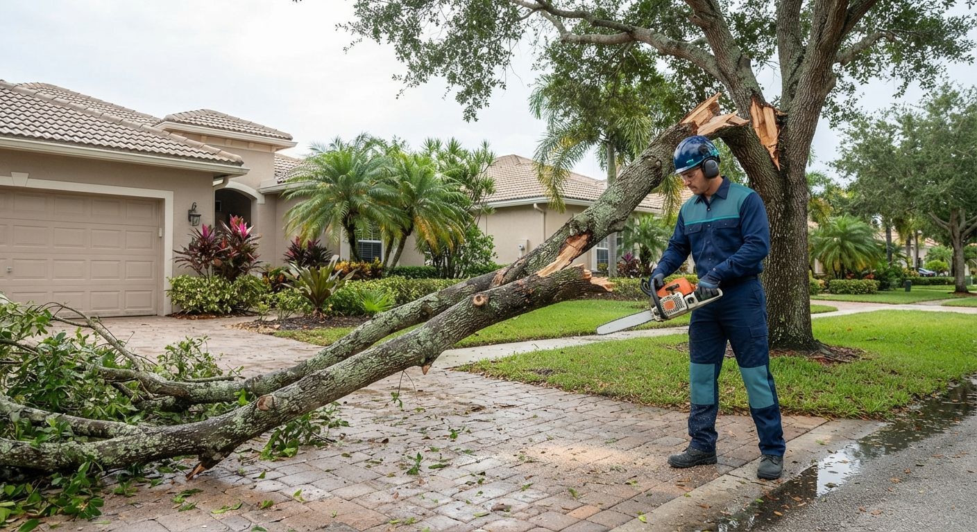Emergency tree service clearing storm damage in Wellington Florida