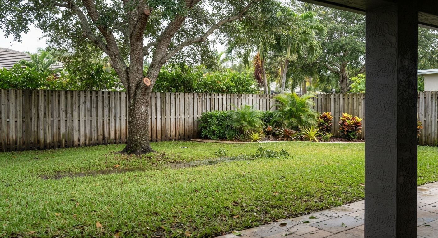Finished emergency tree cleanup in a Wellington Florida backyard