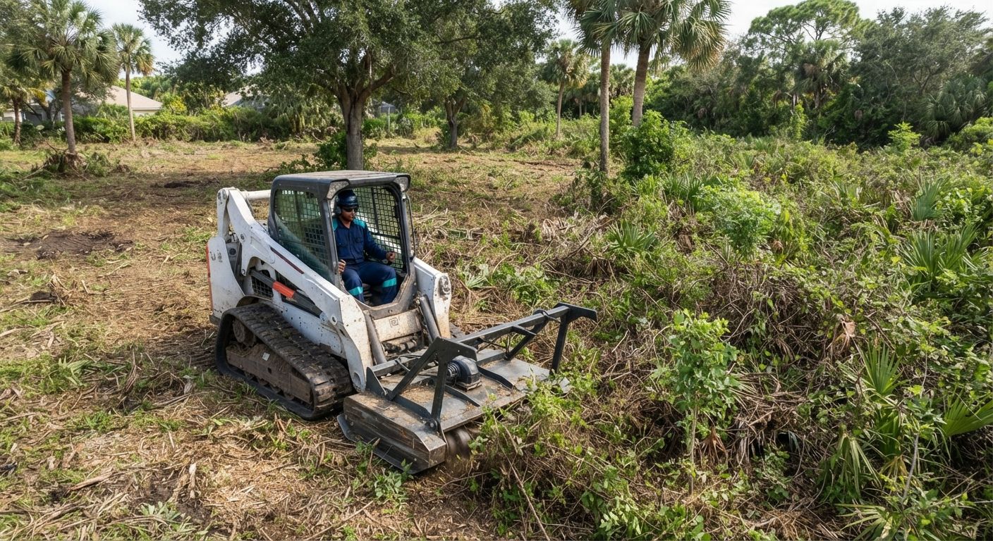 Professional land clearing team working in Wellington Florida