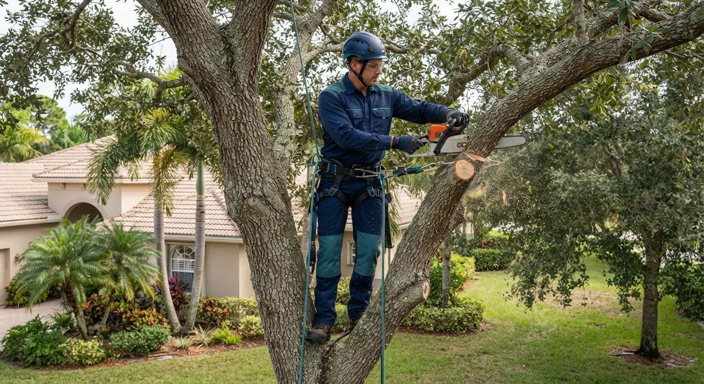 Expert arborist performing tree service in Wellington Florida