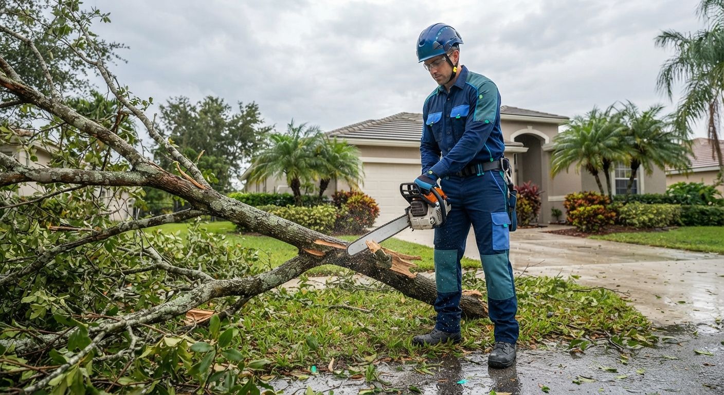 Emergency tree service clearing storm damage in Wellington Florida