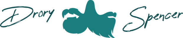 Dror Spencer logo, teal figure with clawed feet between the words.