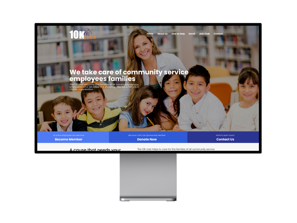 A computer monitor displaying a website for a community service agency.