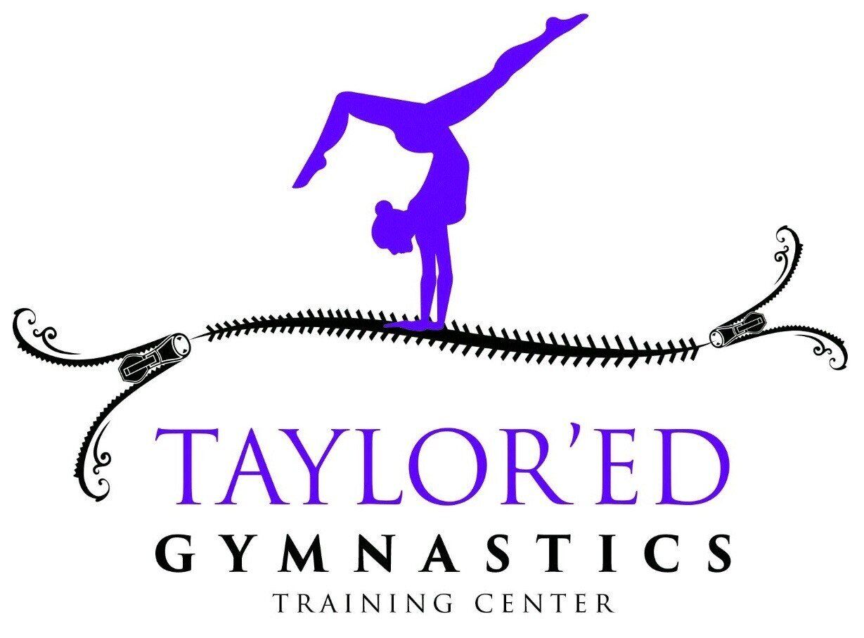 Purple silhouette of a gymnast in a handstand above the words