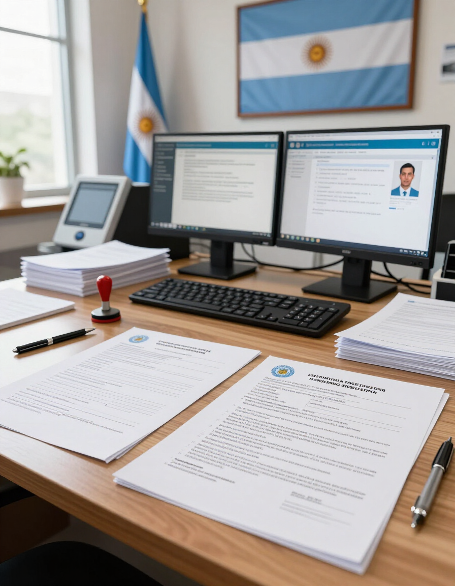 Renovación de documentación migratoria en un escritorio profesional