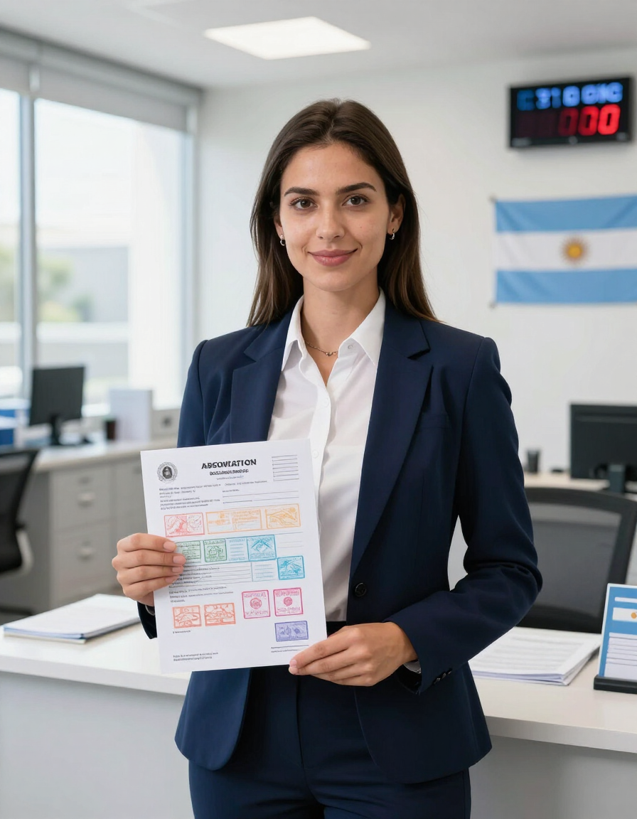 Documentación de residencia y pasaporte en una oficina de trámites