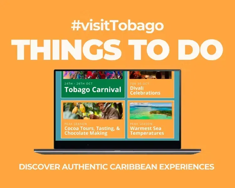 #visitTobago “Things to Do” orange promo for Caribbean activities and Tobago travel adventures