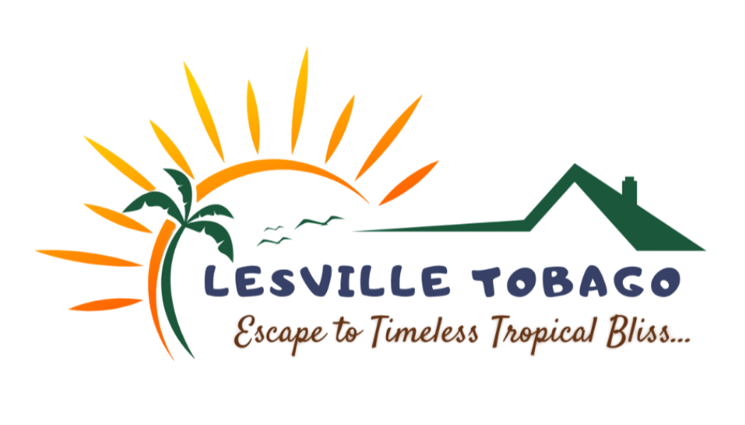 Lesville Tobaco logo with orange sun, green palm, and tagline “Escape to Timeless Tropical Bliss.”