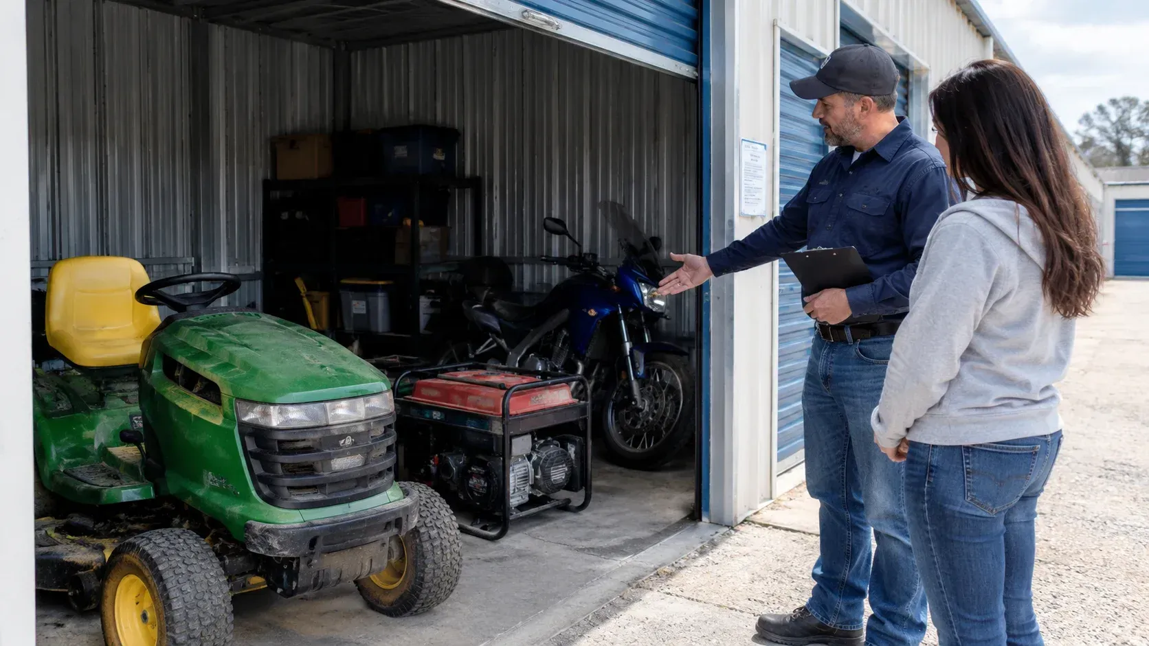 Can you store gas equipment? Review the rules for mowers, generators & motorcycles.