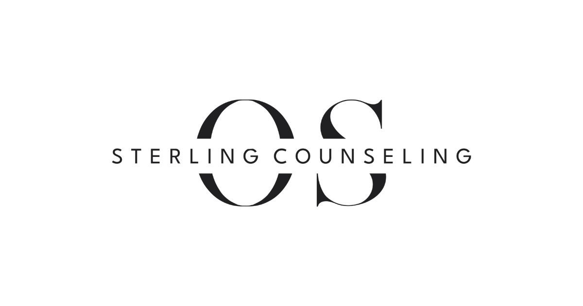 Sterling Counseling logo with black stylized “SC” on a white background