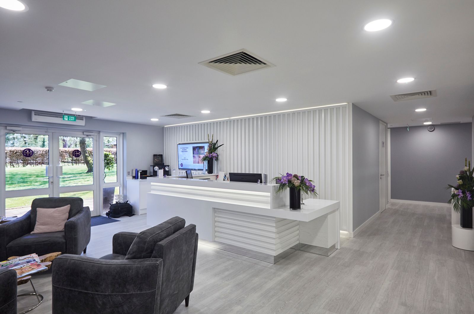 Reception space for aesthetics at Tanshire Business Park