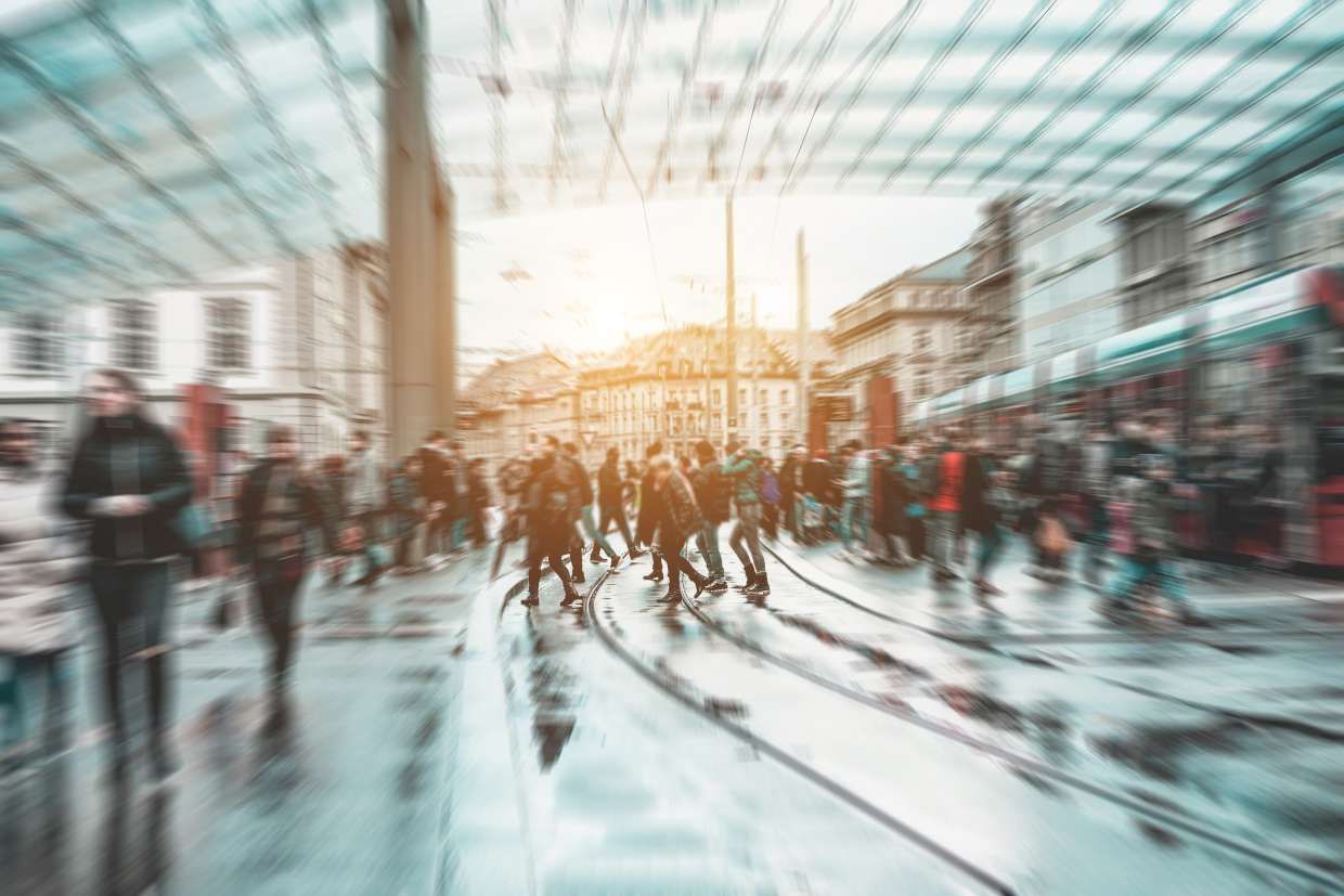 Crowds walking timelapse