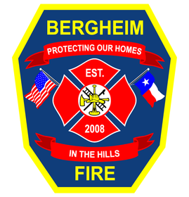 A logo for Bergheim VFD that reads protecting our homes in the hills 