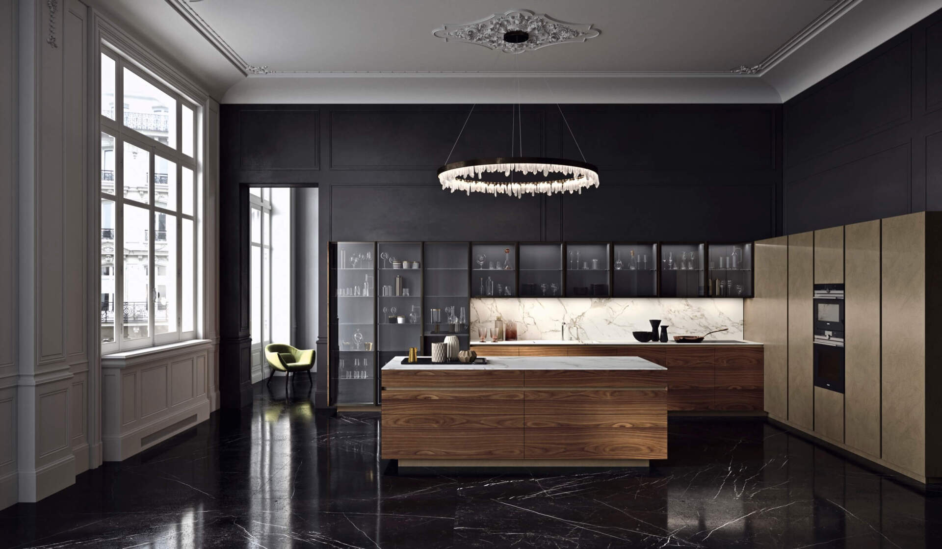 cucina moderna nera
