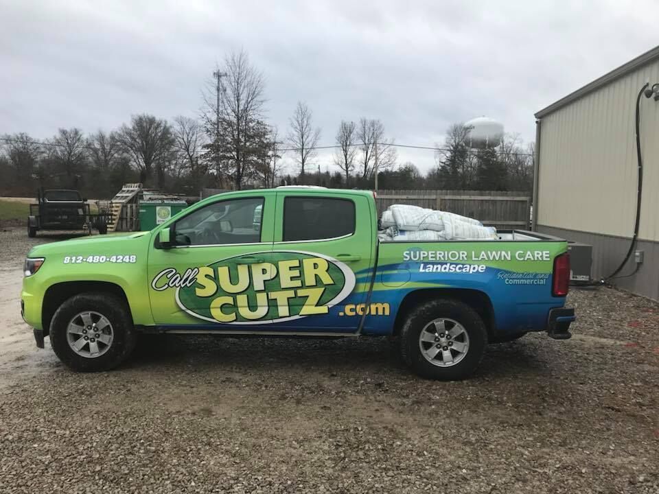 Green pickup truck with 