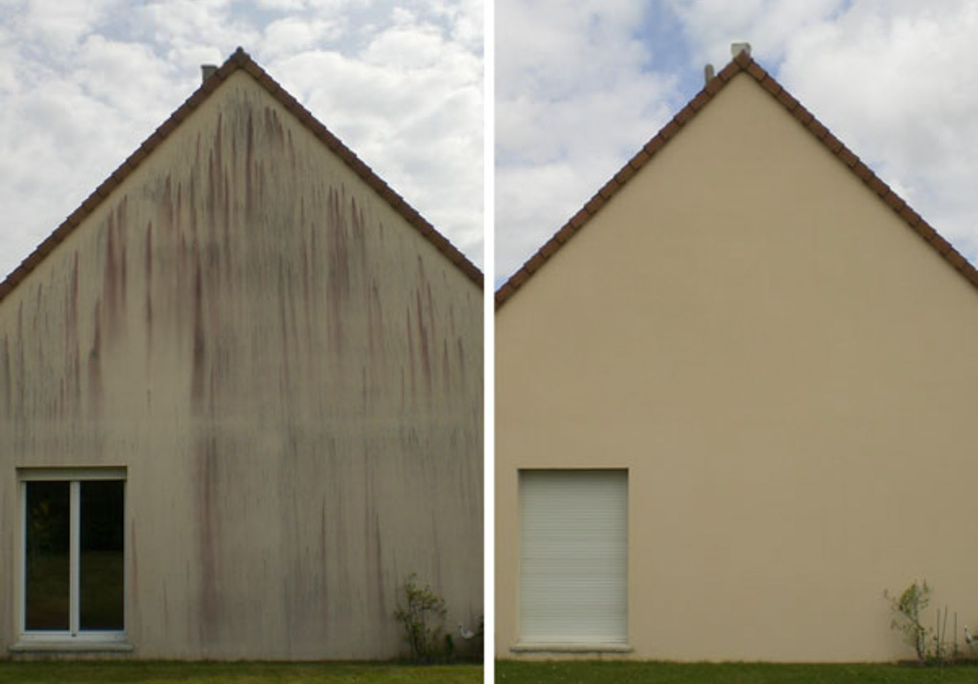 Une photo avant et après d'une maison avec une fenêtre
