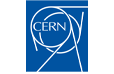 Logo du CERN : carré bleu avec des lignes blanches entrecroisées formant un « C », un « E », un « R » et un « N ».