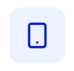 Blue outlined smartphone icon inside a light lavender rounded square