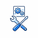 Icon showing tools configuring a digital system