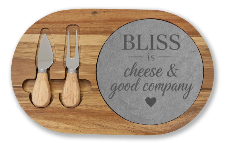  Be Your BLISS™ acacia wood and slate cheese board engraved with 