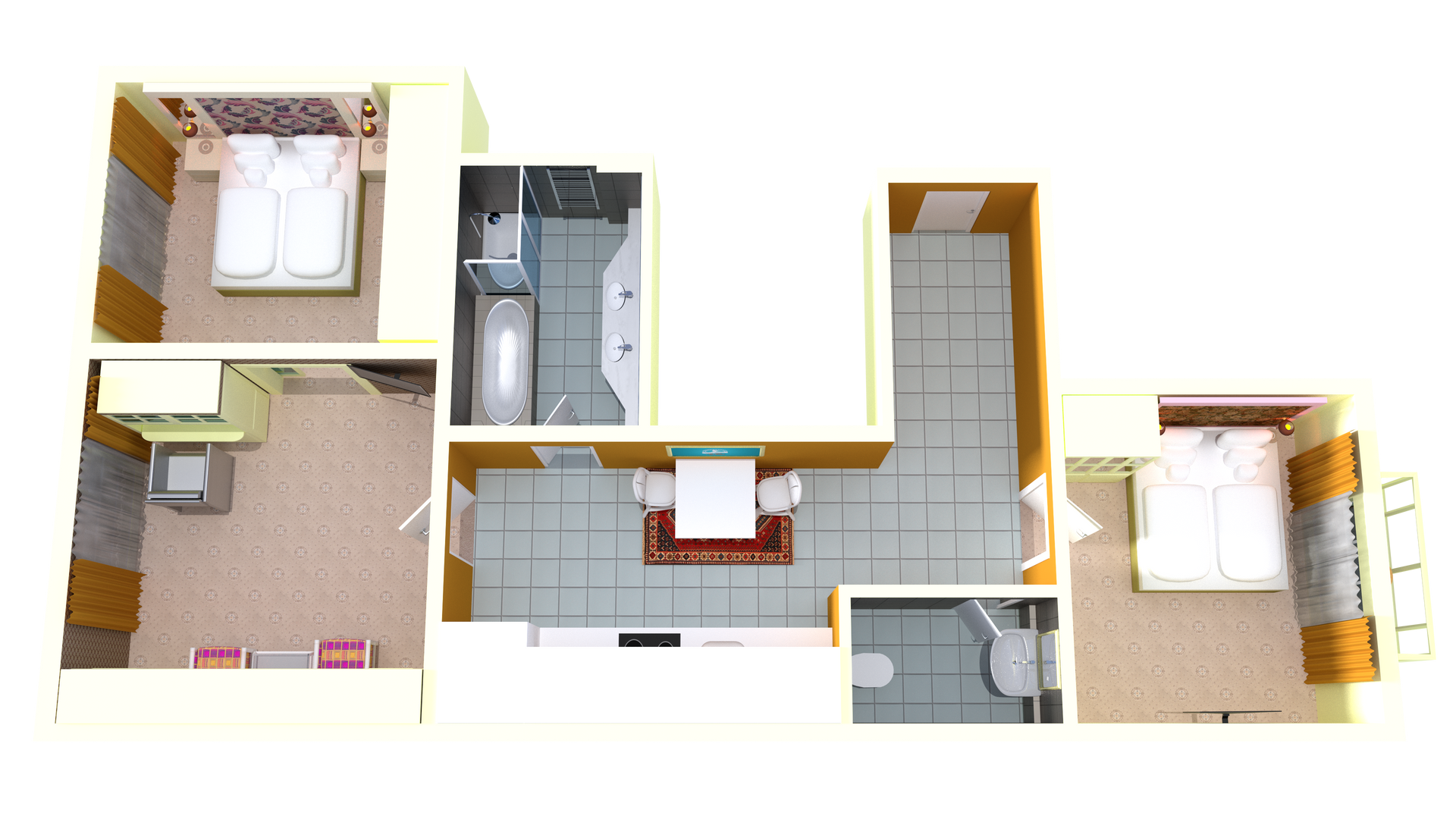 Eine Luftaufnahme eines Grundrisses eines Hauses