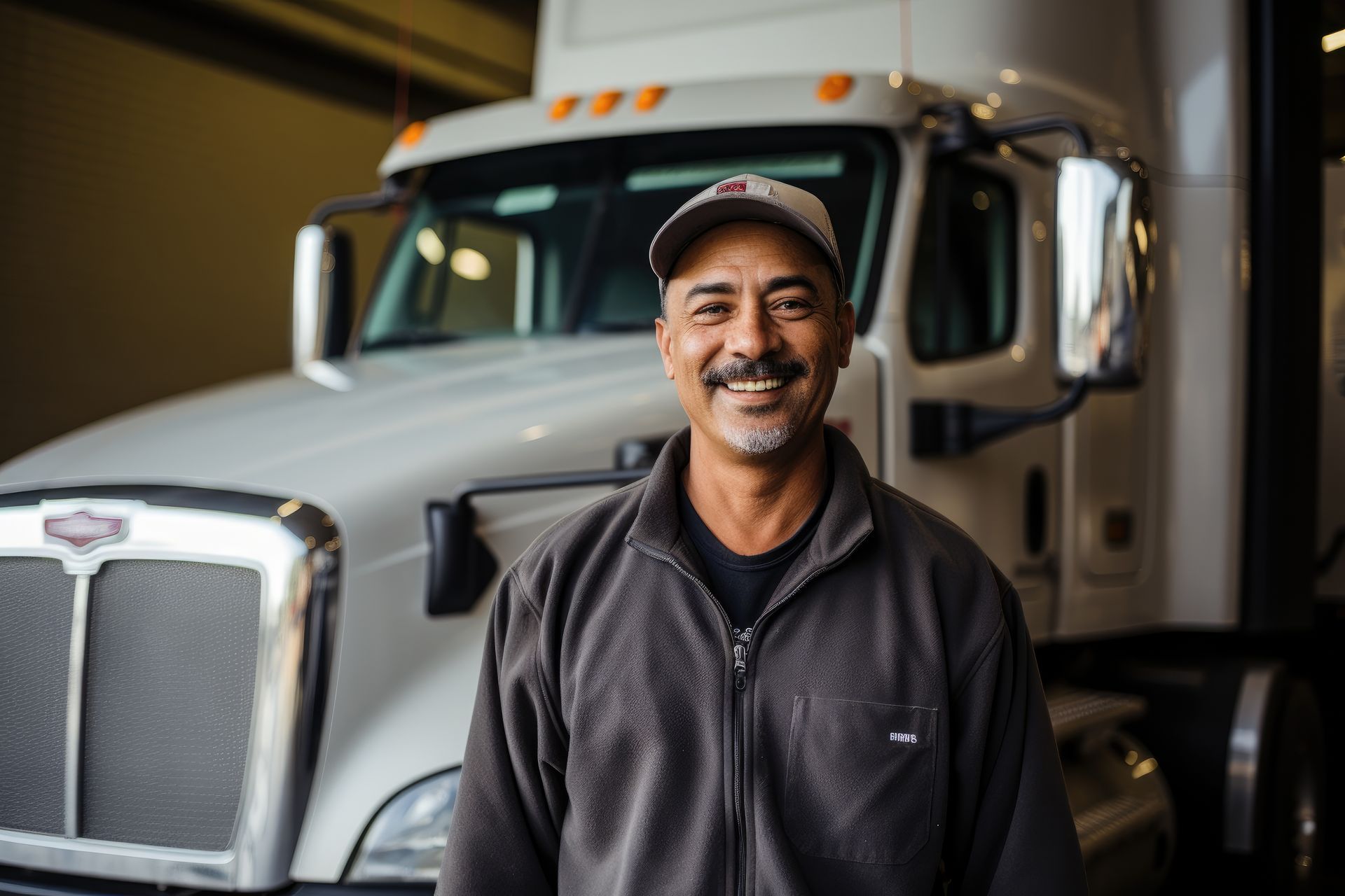 Truck driver happy about getting his CDL health exam.
