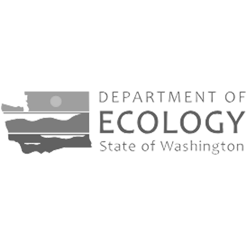 Black and white logo for The Department of Ecology State of Washington.and white.