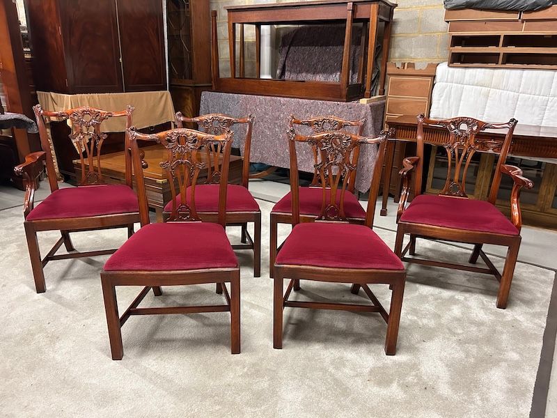 Beautiful Set of Mahogany Chippendale Style Dining Chairs by Bevan Funnell