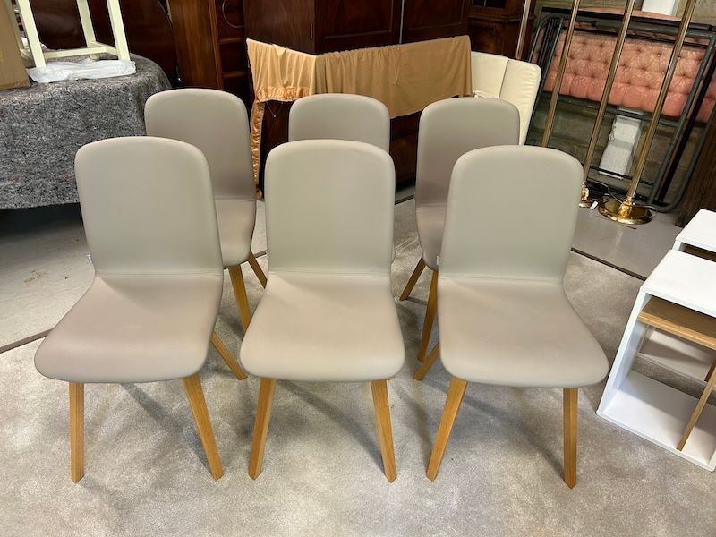 Set of Six Heals Wyatt Leather Effect Dining Chairs