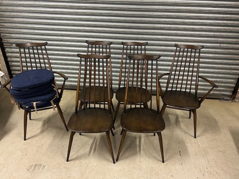 Set of Six Vintage Ercol Goldsmith's Dining Chairs
