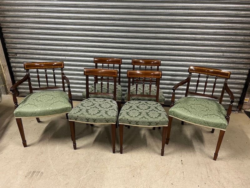Quality Set of Six Regency Sheraton Style Mahogany Dining Chairs by Millwood Cabinet Making