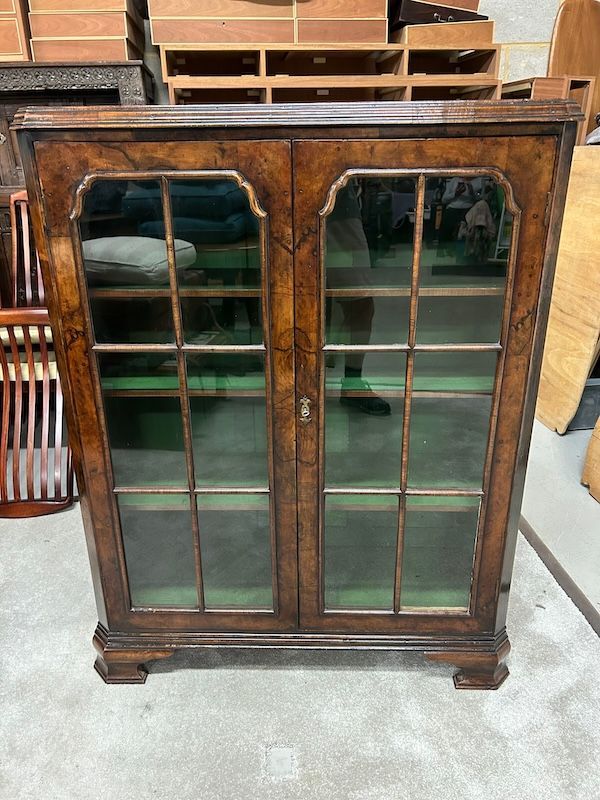 Antique Walnut Glass Display Cabinet