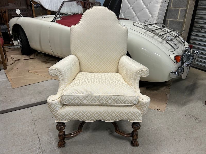 Lovely, Antique William & Mary Style Upholstered Armchair