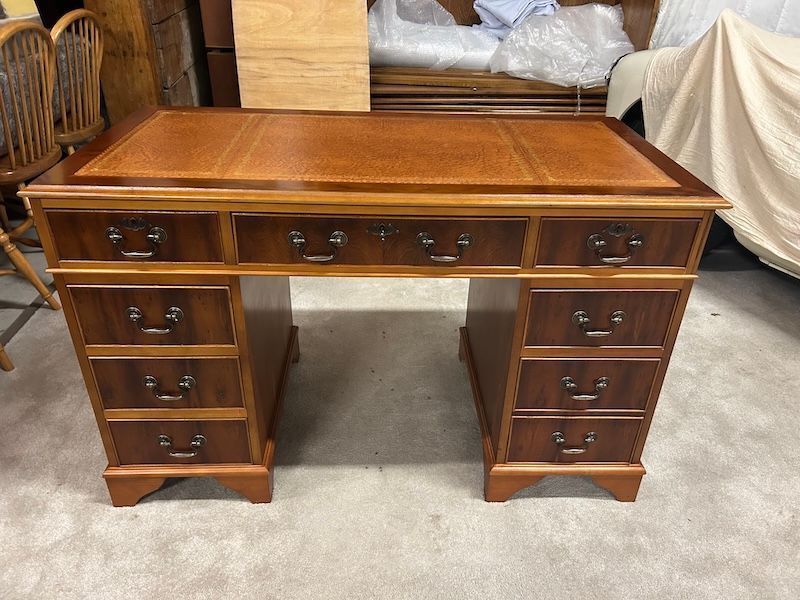 4' X 2' Yew Wood Pedestal Desk by Bevan Funnell