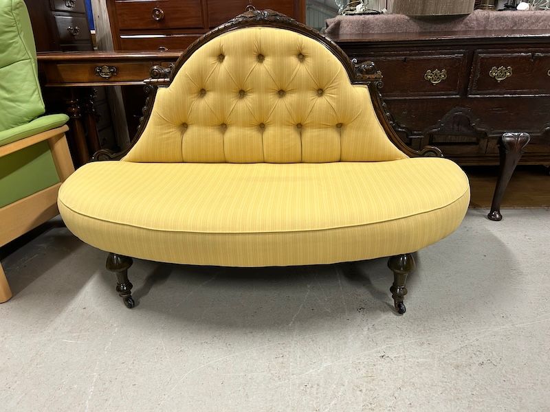 Victorian Carved Mahogany Boudior Sofa