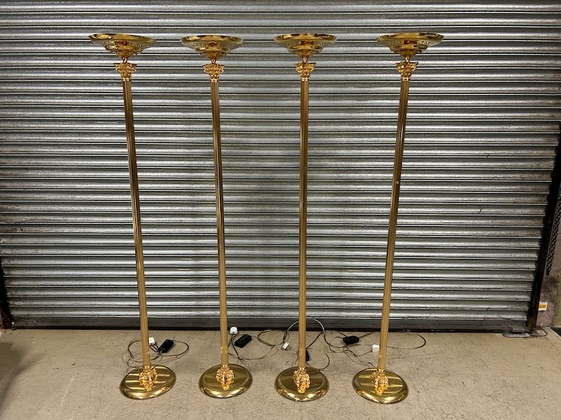6ft Brass Corinthian Column Up Lighters/ Floor Lamps, 2 left