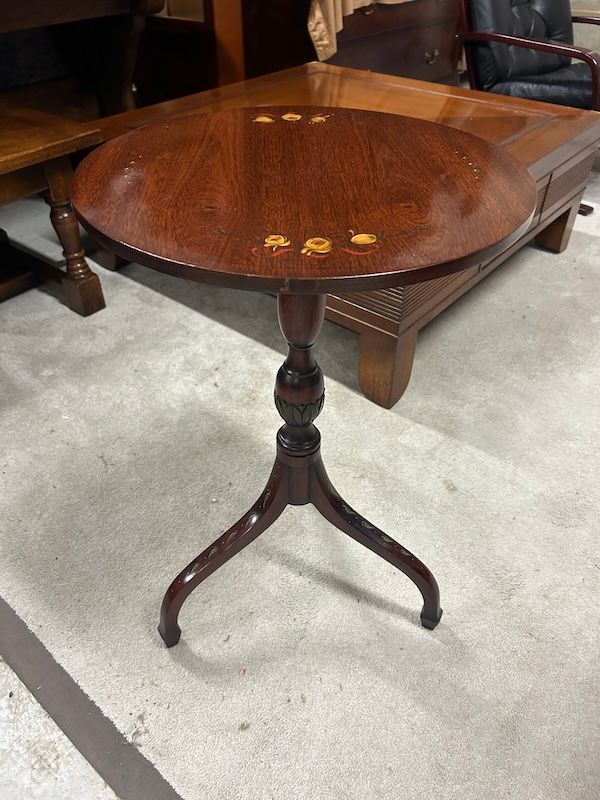 Brights of Nettlebed Mahogany Wine Table Hand Painted by Roger Litherland