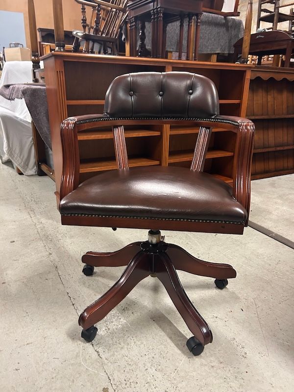 Brown Leather Captains Chair
