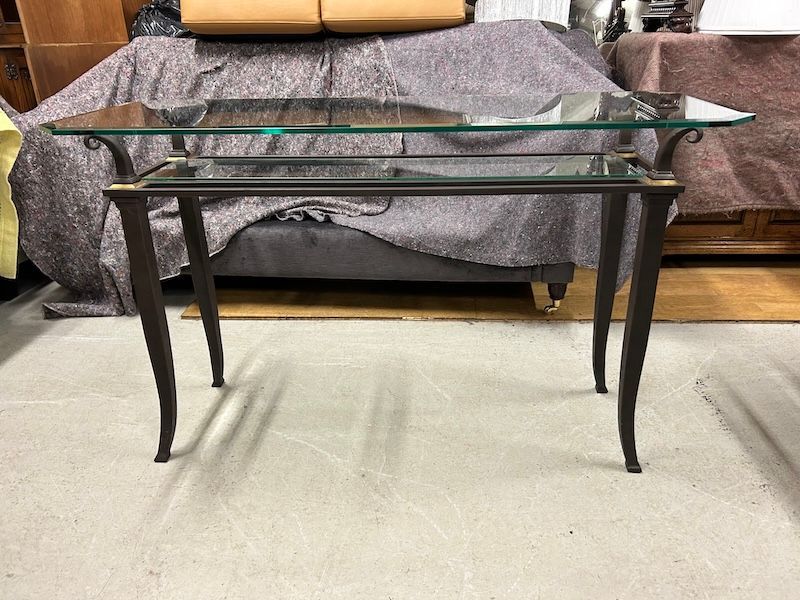 Harrods Italian Glass & Wrought Iron Console Table