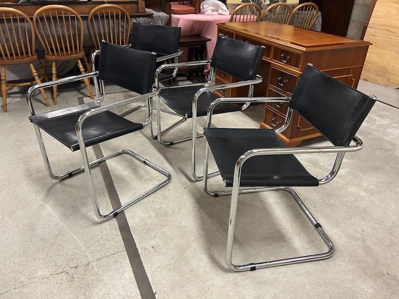 Vintage Matteo Grassi MG5 Set of Four Saddle Leather Cantilever Chairs by Mart Stam