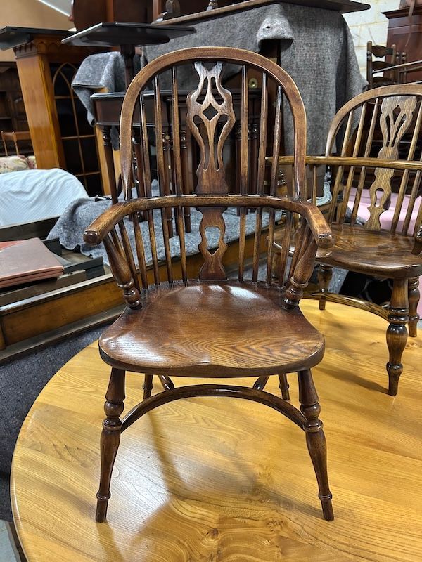 Childs Hooped Back Solid Elm Windsor Armchair
